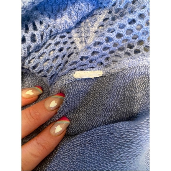 Lucky Brand | Lucky Lotus | Blue | Crochet | Terry Cloth Sweatshirt | Size:M - Picture 6 of 12